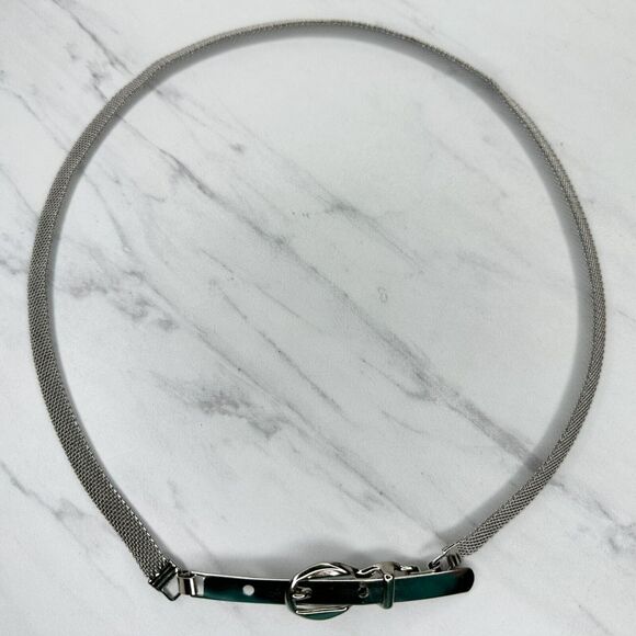 Silver Tone Skinny Metal Mesh Chain Belt Y2K Small (S) ✨ - Picture 1 of 12